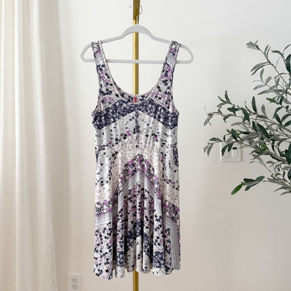 Free People Floral Skater Dress | Patchwork Print | Size L